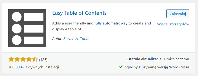 Easy Table of Contents 