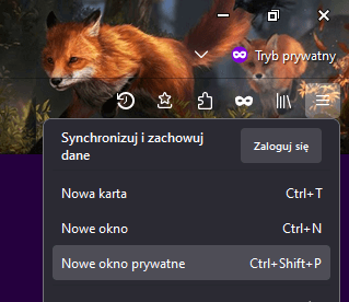 tryb incognito w Firefox