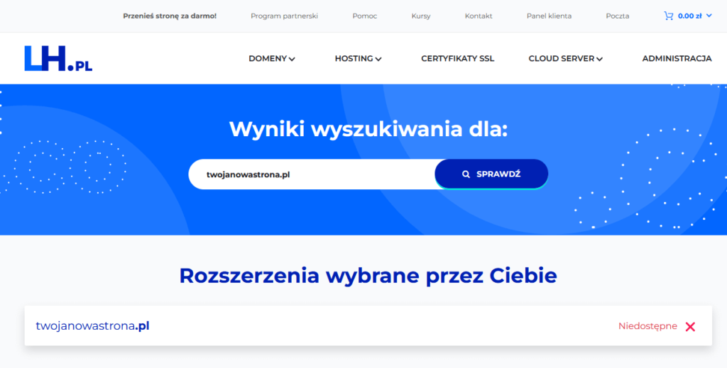 jak zamówić domenę w LH.pl